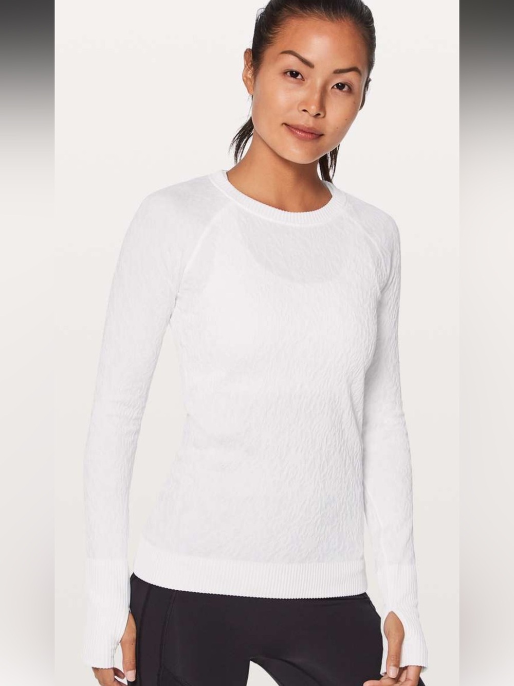 LULULEMON Rest Less Textured Pullover White/White sz 4? no size tag see photos
